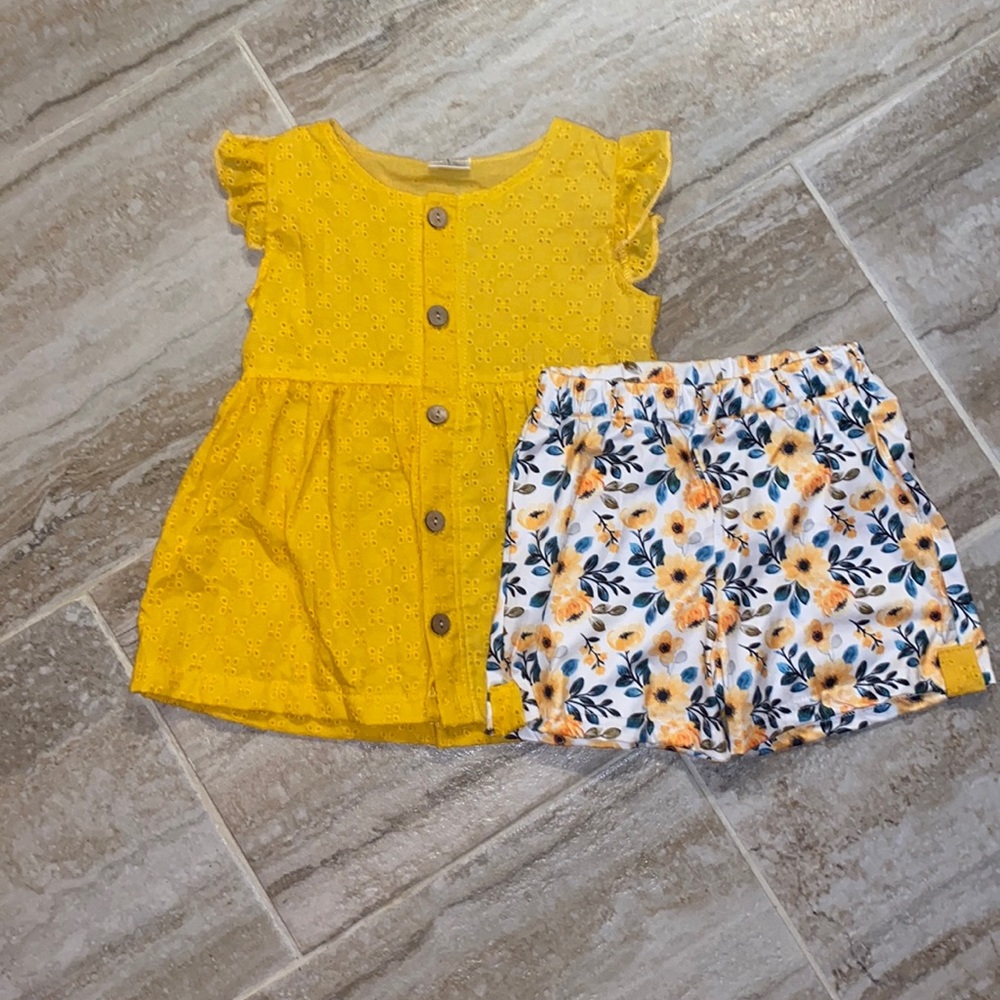 Yellow floral short set